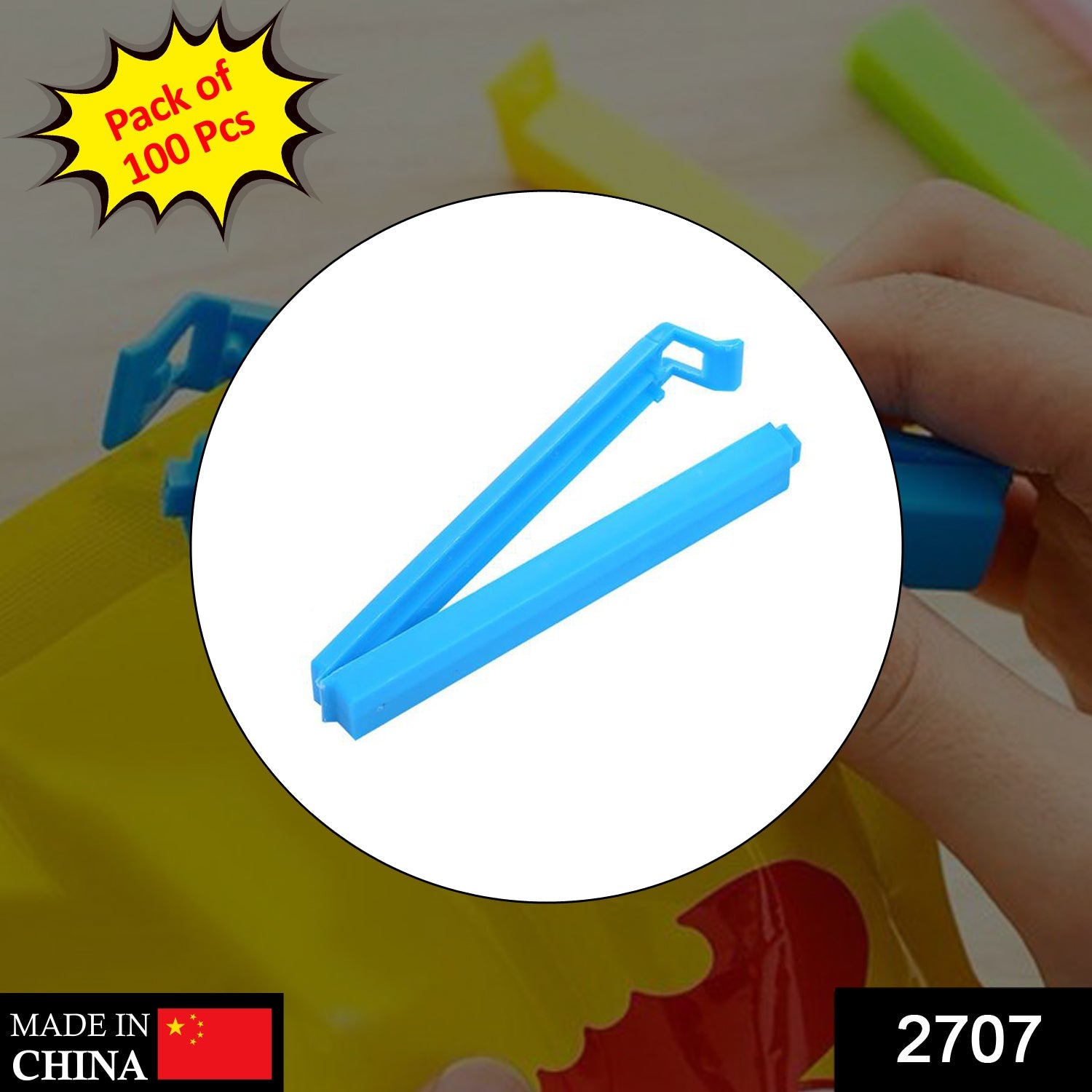 2707 100 Pc Food Sealing Clip used in all kinds of household and official kitchen places for sealing and covering packed food stuff and items. 2707 100 Pc Food Sealing Clip used in all kinds of household and official kitchen places for sealing and covering packed food stuff and items.